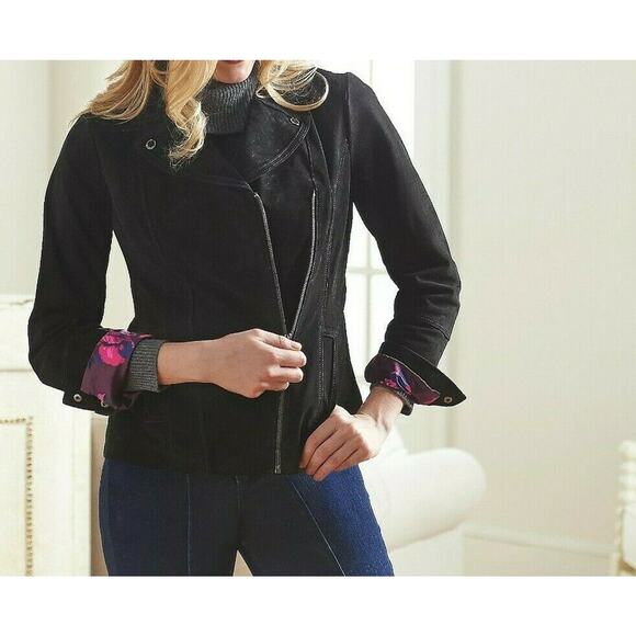 Isaac Mizrahi Live! Suede Moto Jacket Black New Size 2 Black - Picture 2 of 5